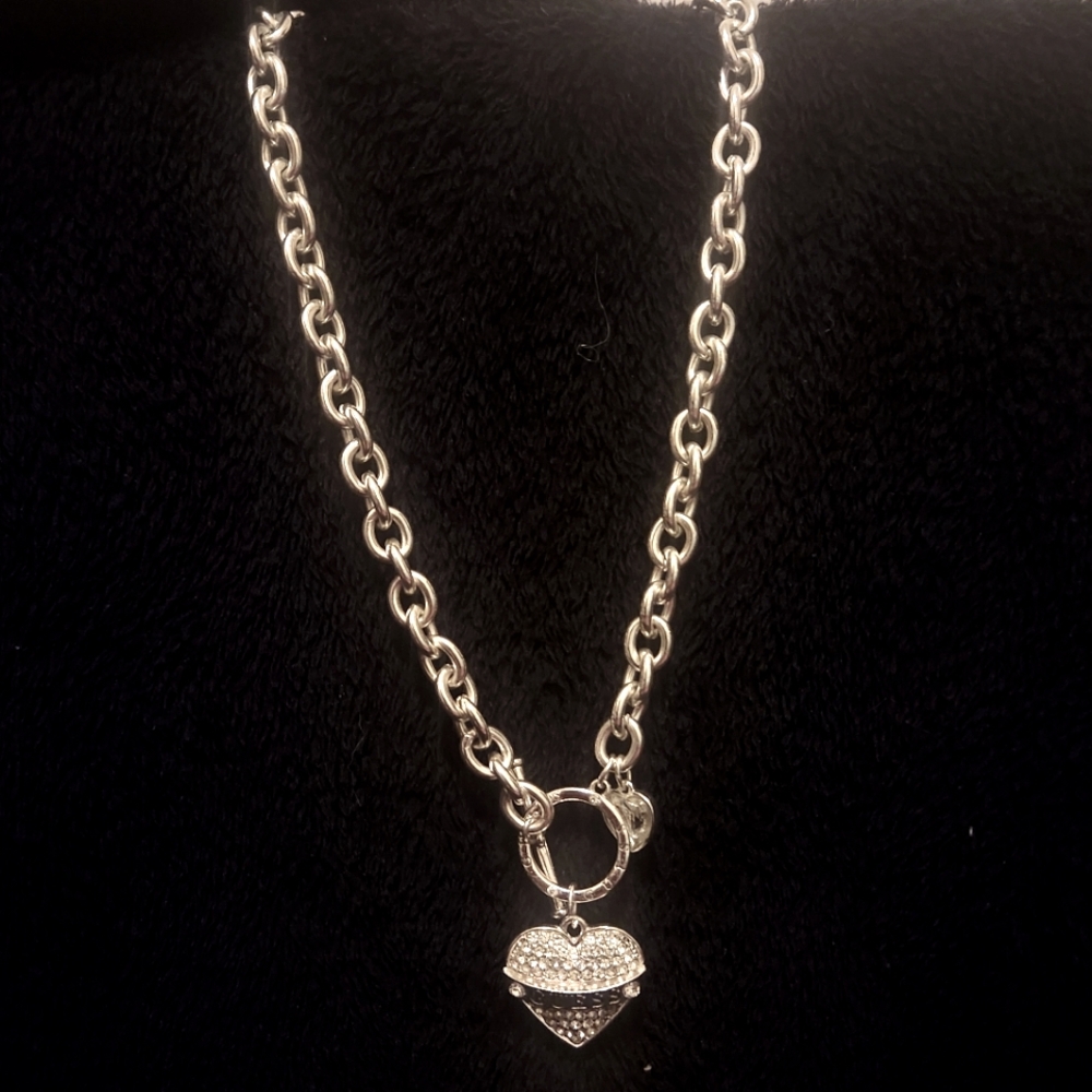 GUESS Silver Heart Toggle Necklace